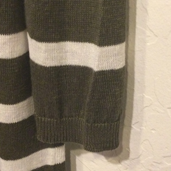 Talbots 100% Linen Olive Green & White Striped Longline Openfront Cardigan S - Picture 6 of 7